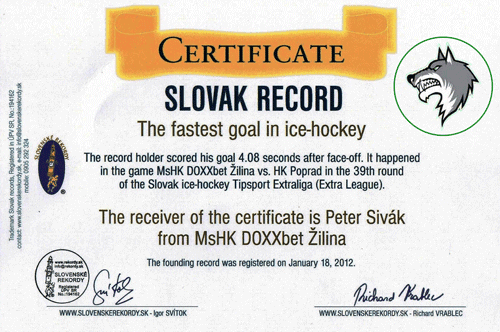 Coaching certificate for Peter Sivak